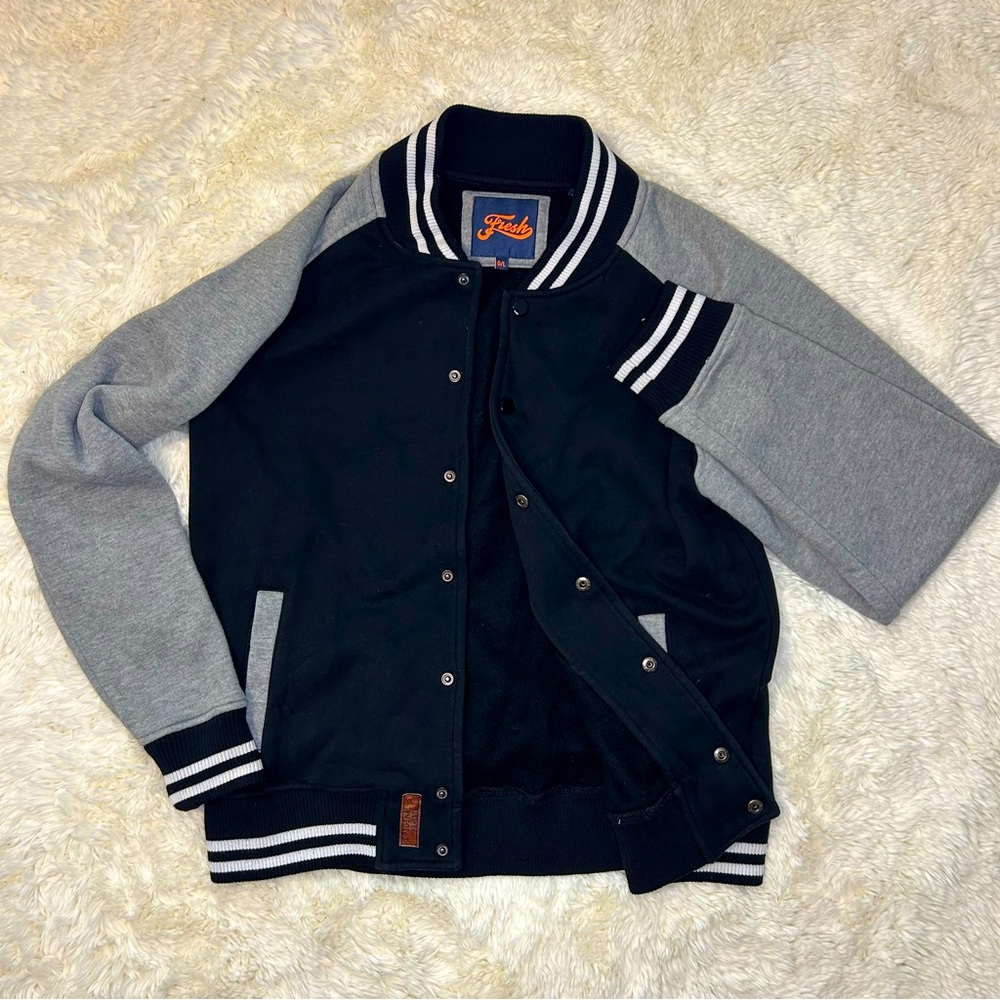 Fresh - men’s “varsity” style jacket - button down - size large - heavy duty